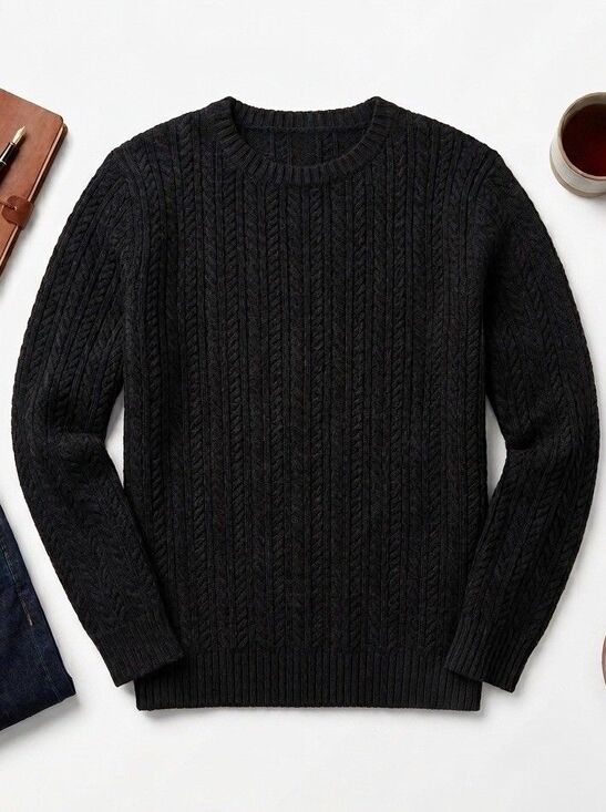 Lauren Ralph Lauren Sweaters - ⁠Lauren Ralph Lauren Black Cable Knit Cotton Crewneck Sweater Top Women's Sz XL⁠